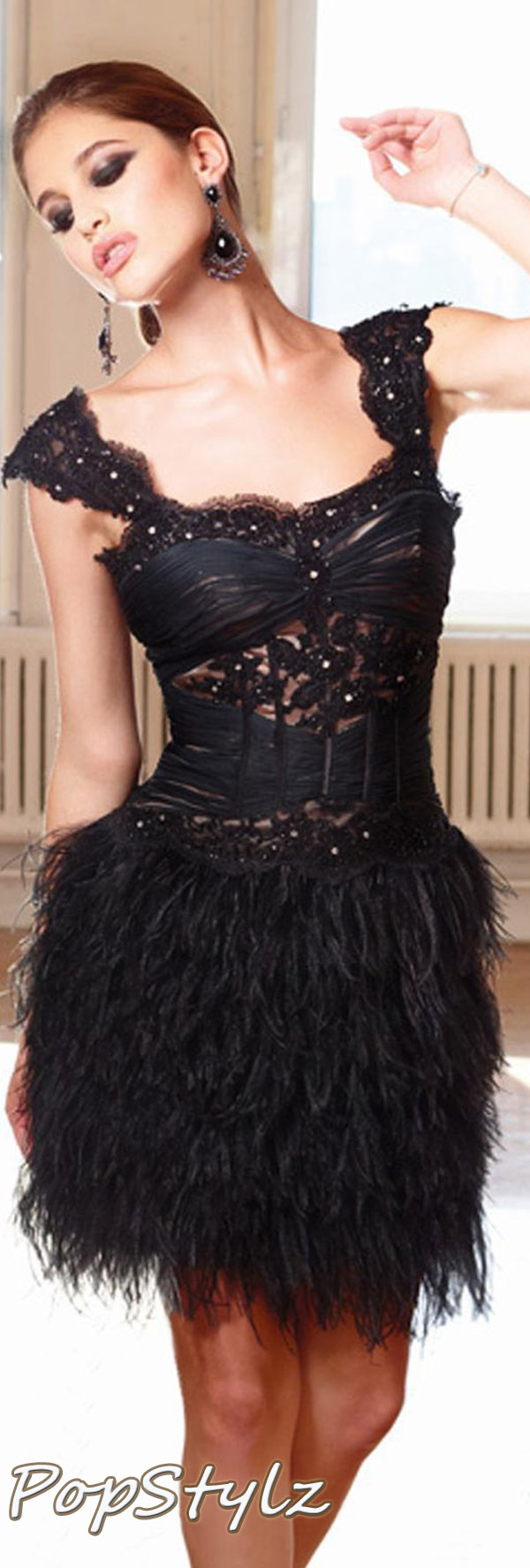 Terani Couture Black-Nude Dress 11148C