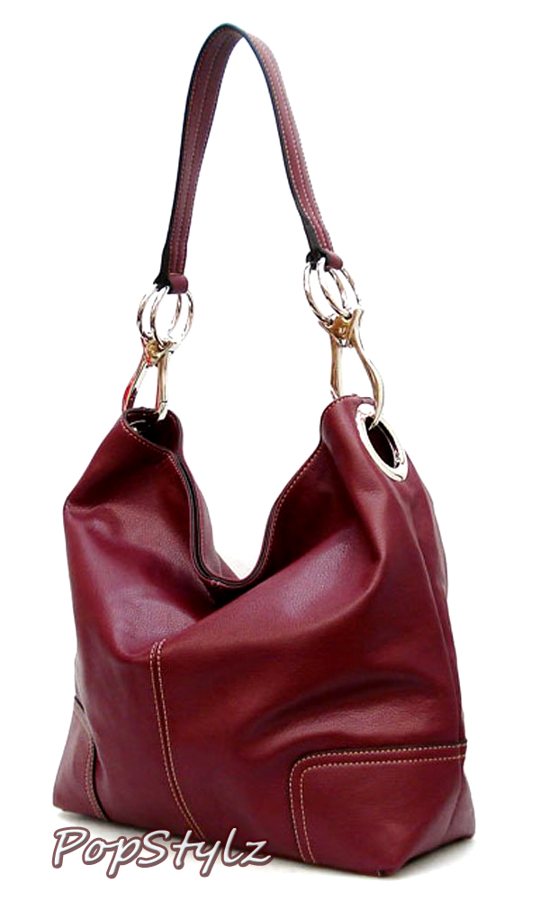 Burgundy Tosca Classic Shoulder Handbag