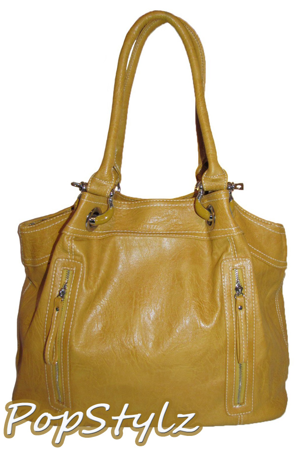 OMG Styles Large Yellow Zipper Tote Handbag