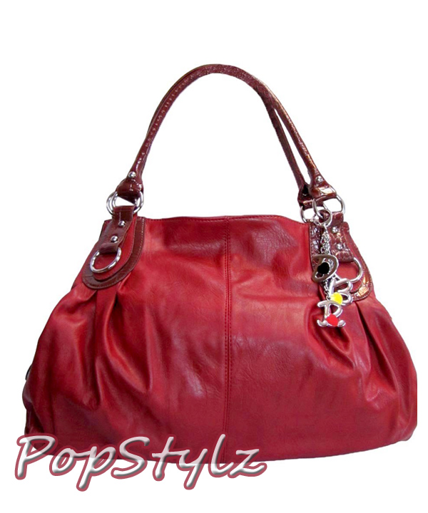 OMG Styles Large Deep Red Charm Hobo Handbag
