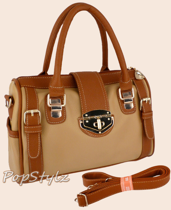 BRADLEY Dual Tone Brown Doctor Style Hobo Handbag