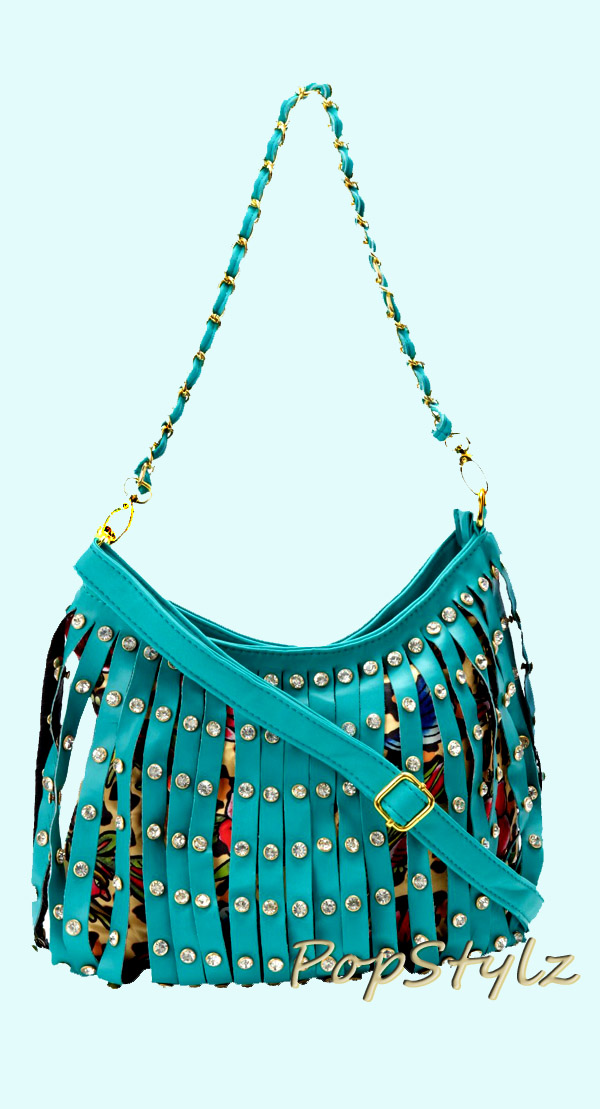Iron Fist Bags Turquoise Strip Tease Shoulder Bag