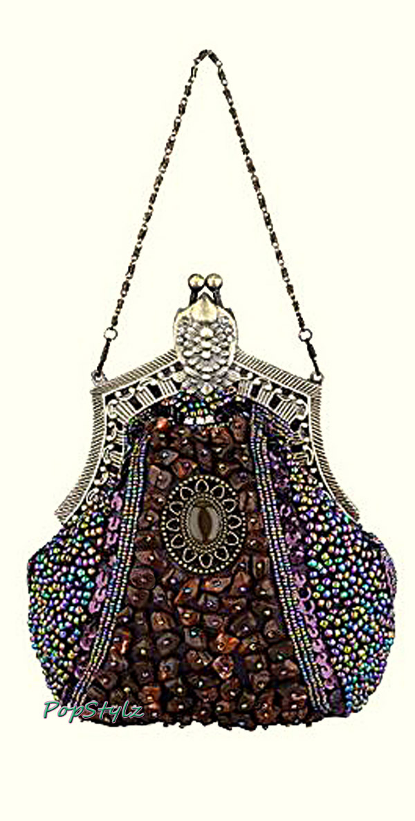 MG Collection Victorian Applique Clutch Handbag