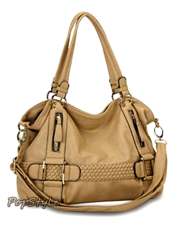 MG Collection Beige Hobo Shoulder Handbag