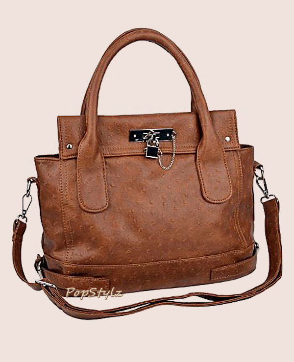 Mg Collection Brown Leatherette Handbag