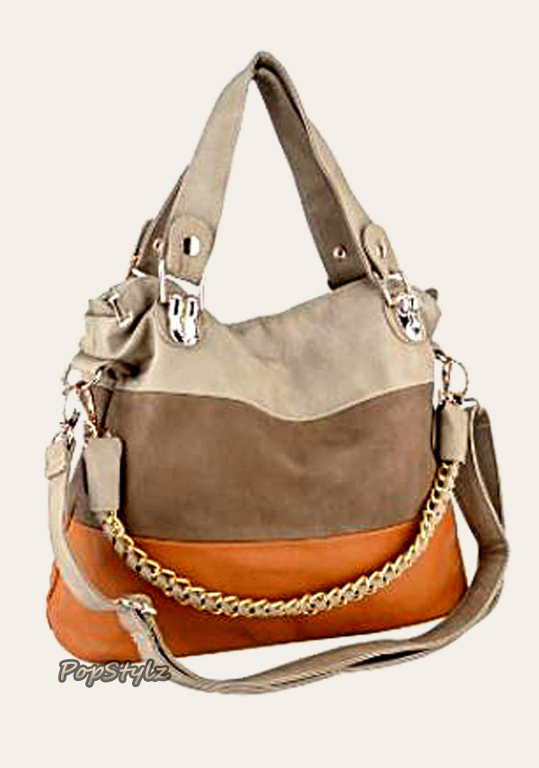 MG Collection Tri-Tone Leatherette Handbag