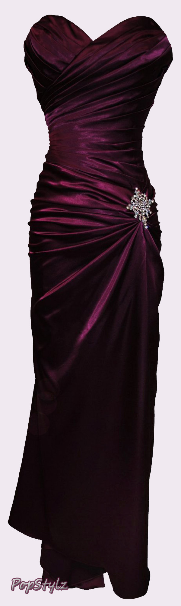 PacificPlex Strapless Burgundy Bridesmaid Dress