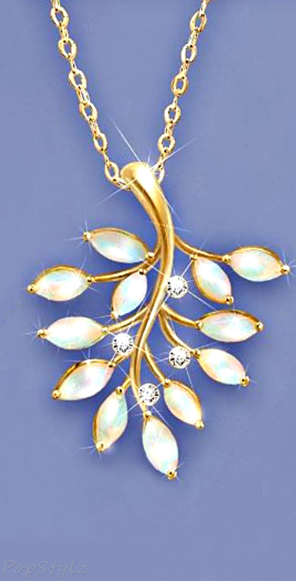 Genuine Opals and Diamonds Necklace