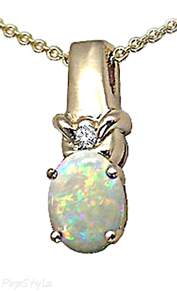Genuine Opal and Diamond Necklace