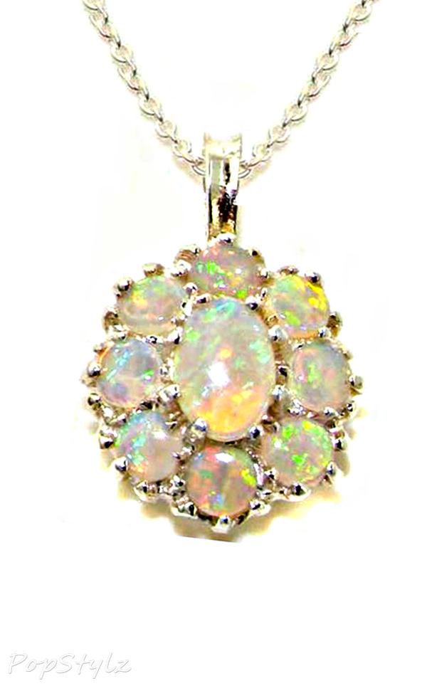 Natural Fiery Opal Large Cluster Necklace