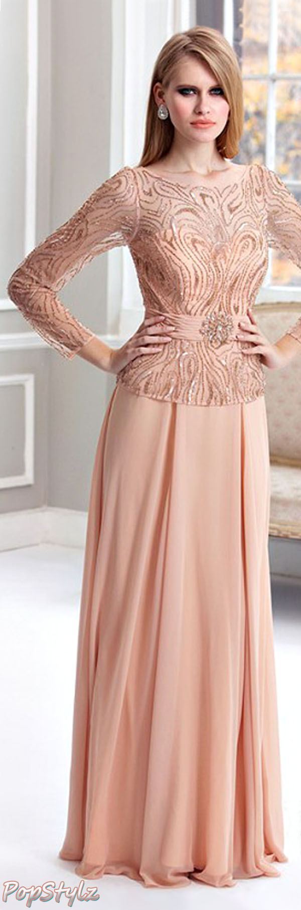 Terani Couture M1819 Peach Dress