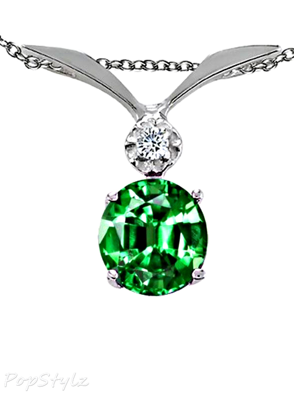 Tommaso Design Emerald & Genuine Diamond Pendant