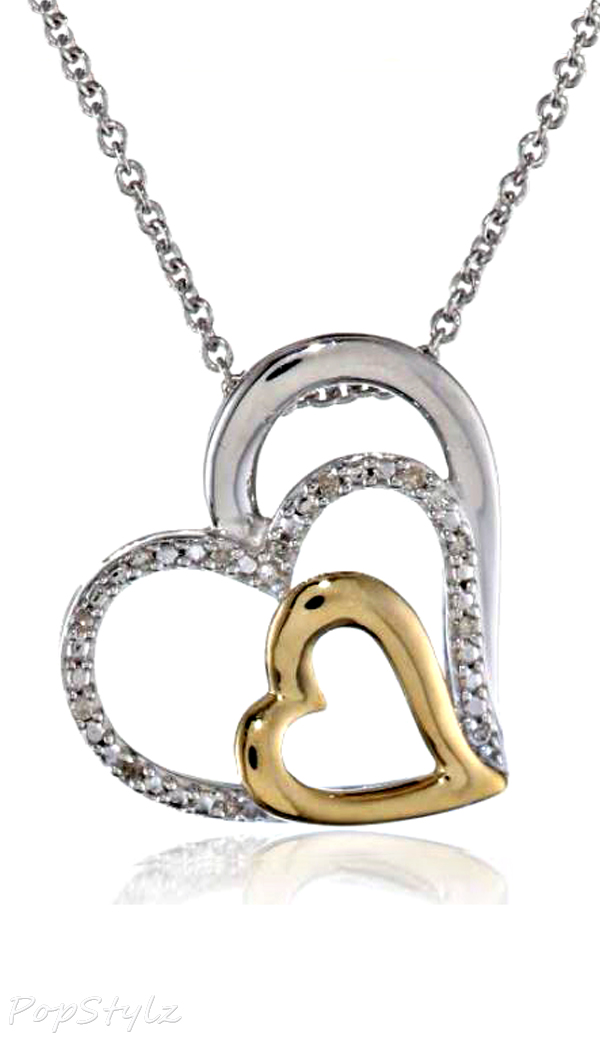 Diamond Triple Heart Pendant Necklace