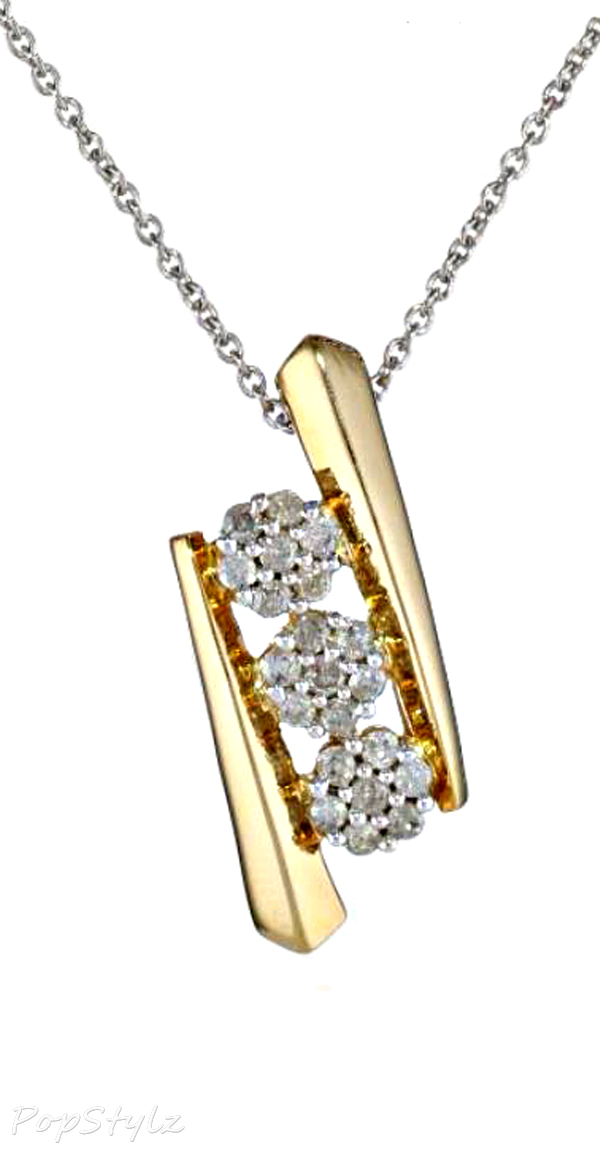 Three Stone Diamond Pendant Necklace