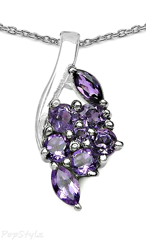 Genuine Amethyst Sterling Silver Necklace