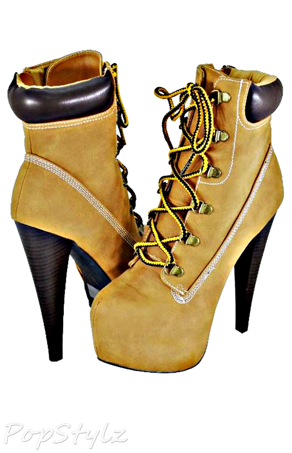 Qupid Pratt-04 Camel Women Ankle Boots
