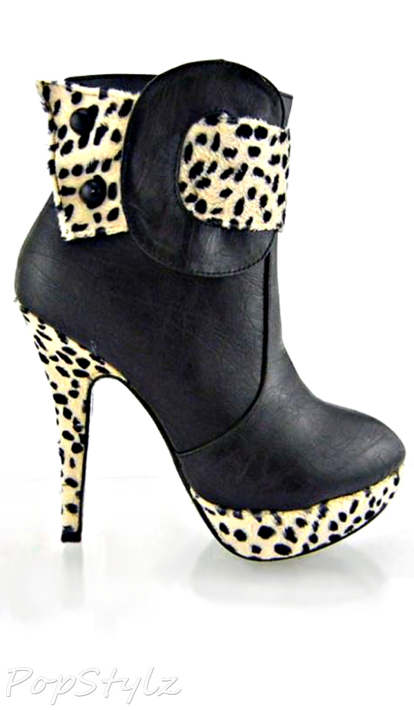 Show Story FZ97301 Leopard Print High Heel Ankle Boots