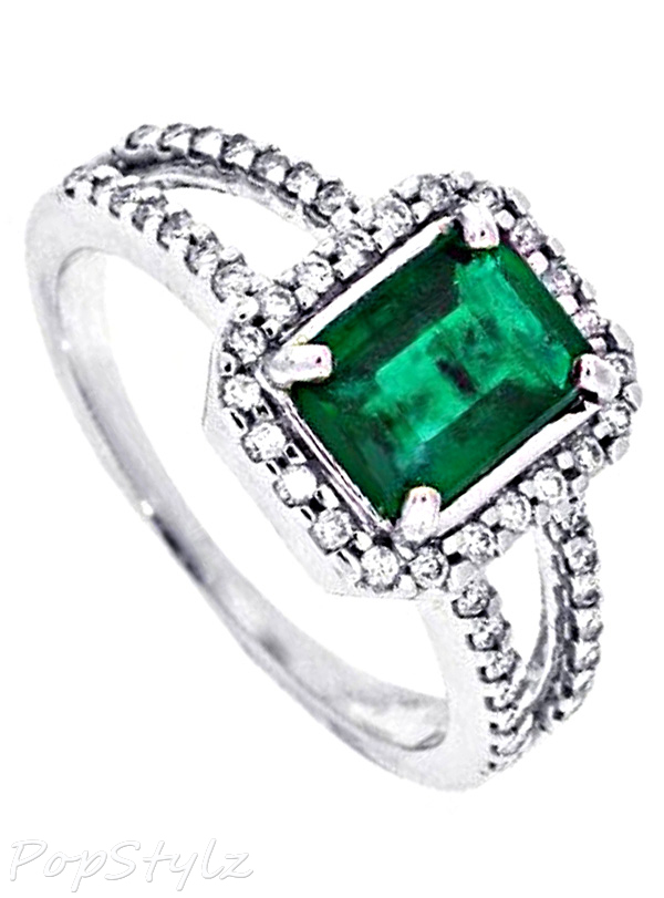 1.30 Ct Emerald Diamond Ring