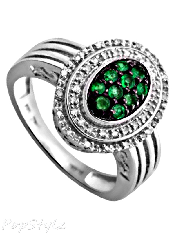 Jewelili Emerald & Silver Ring