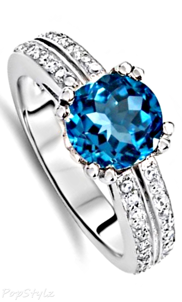 7mm Genuine Blue Topaz Engagement Ring