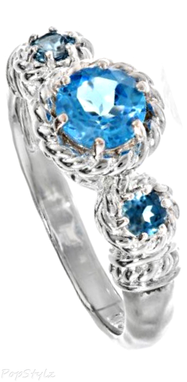 Genuine Swiss and London Blue Topaz Ring