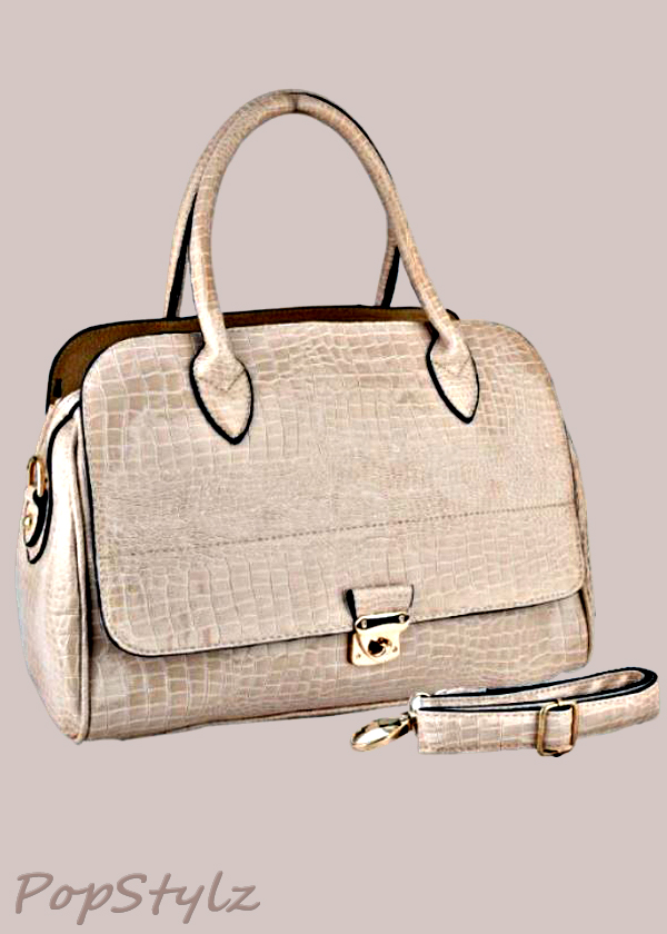 MG Collection ALECIA Crocodile Textured Turn-lock Décor Doctor Style Handbag