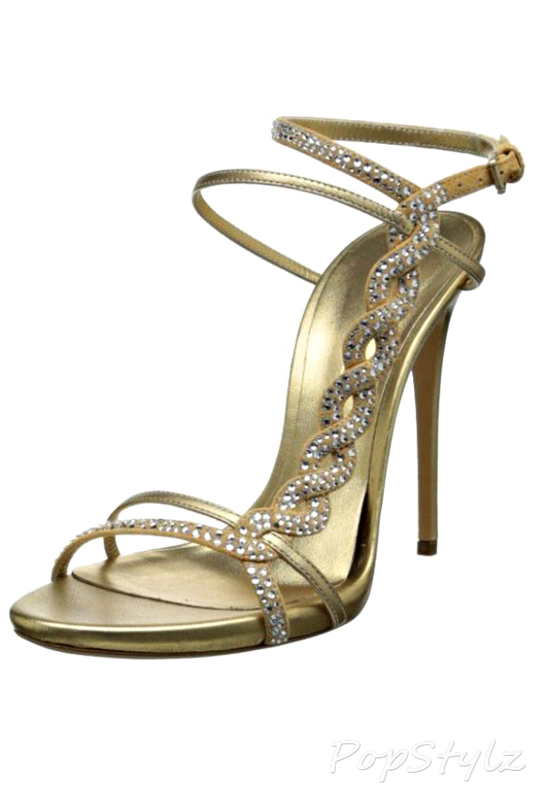 Casadei Dressy Italian Suede Sandal with Swarovski Crystals