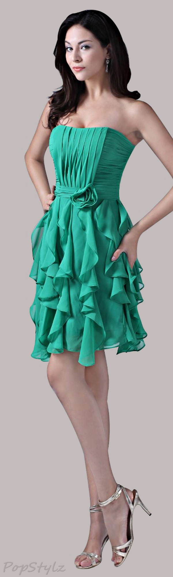 Honeystore Chiffon Ruched Mini Cocktail Dress