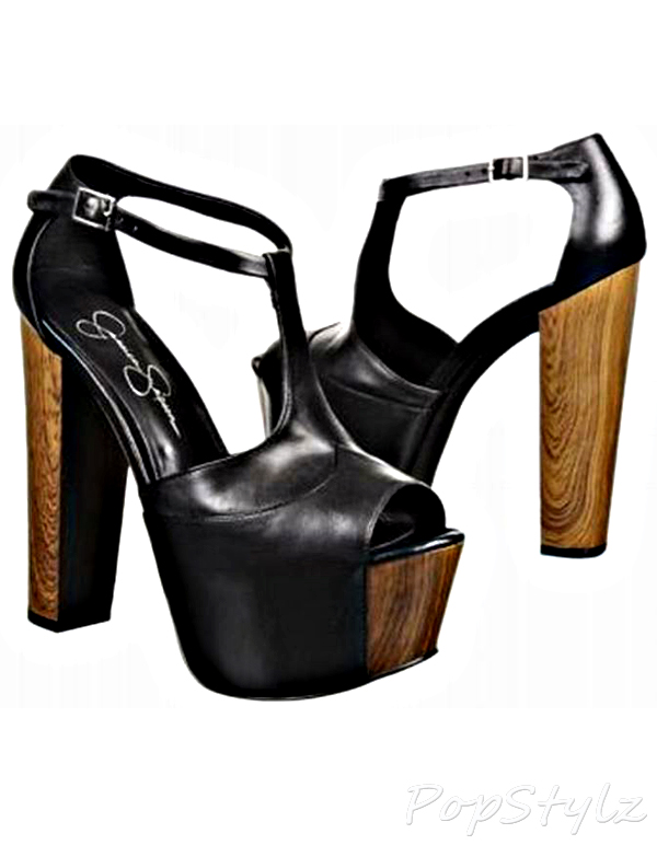 Jessica Simpson Dany Women's Black Leather Platform Sandal Shoes