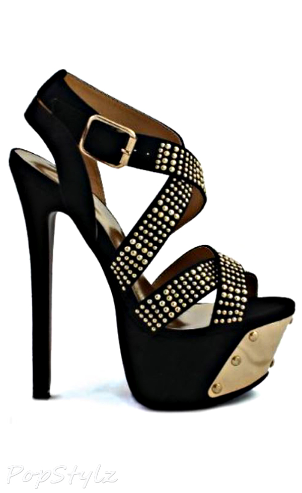 Liliana IGGY-1 Studded Metallic Strap Sandals