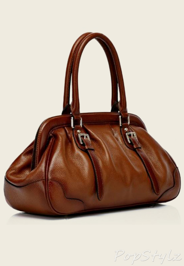 Vicenzo Italian Brown Leather Tote Handbag