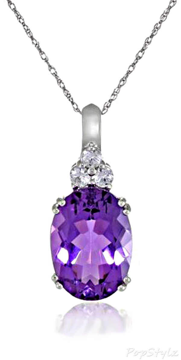 10k White Gold Amethyst Necklace