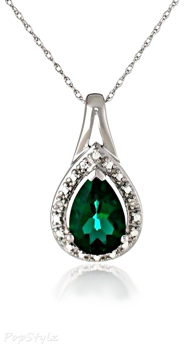 White Gold Emerald & Diamond Necklace