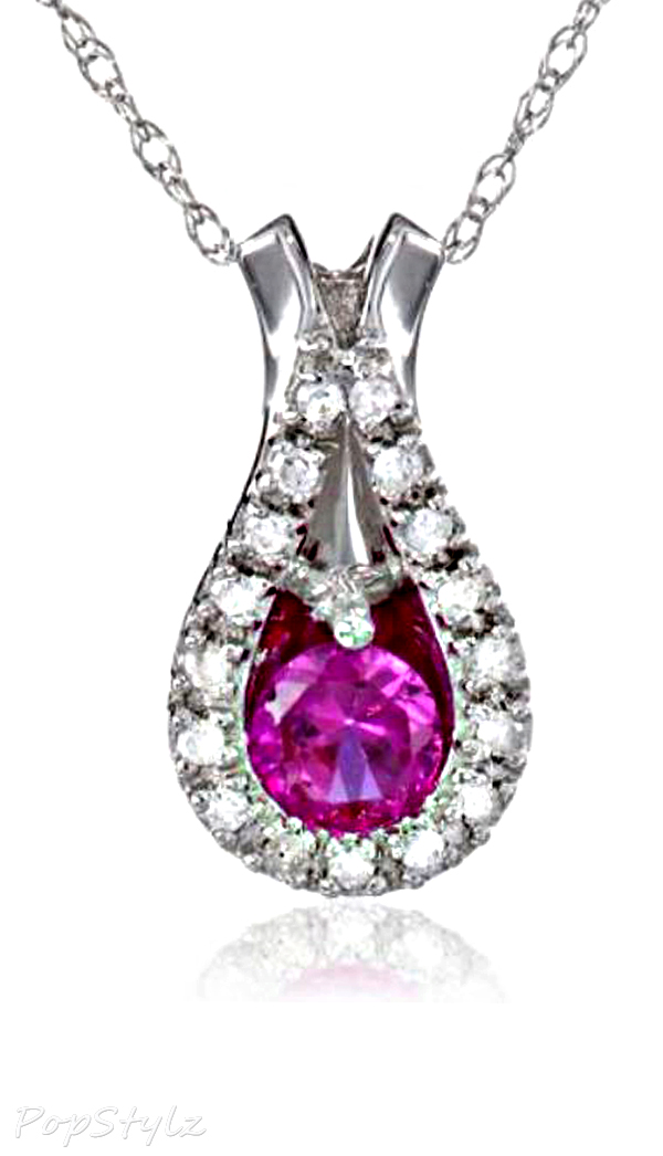White Gold Ruby & Diamond Necklace