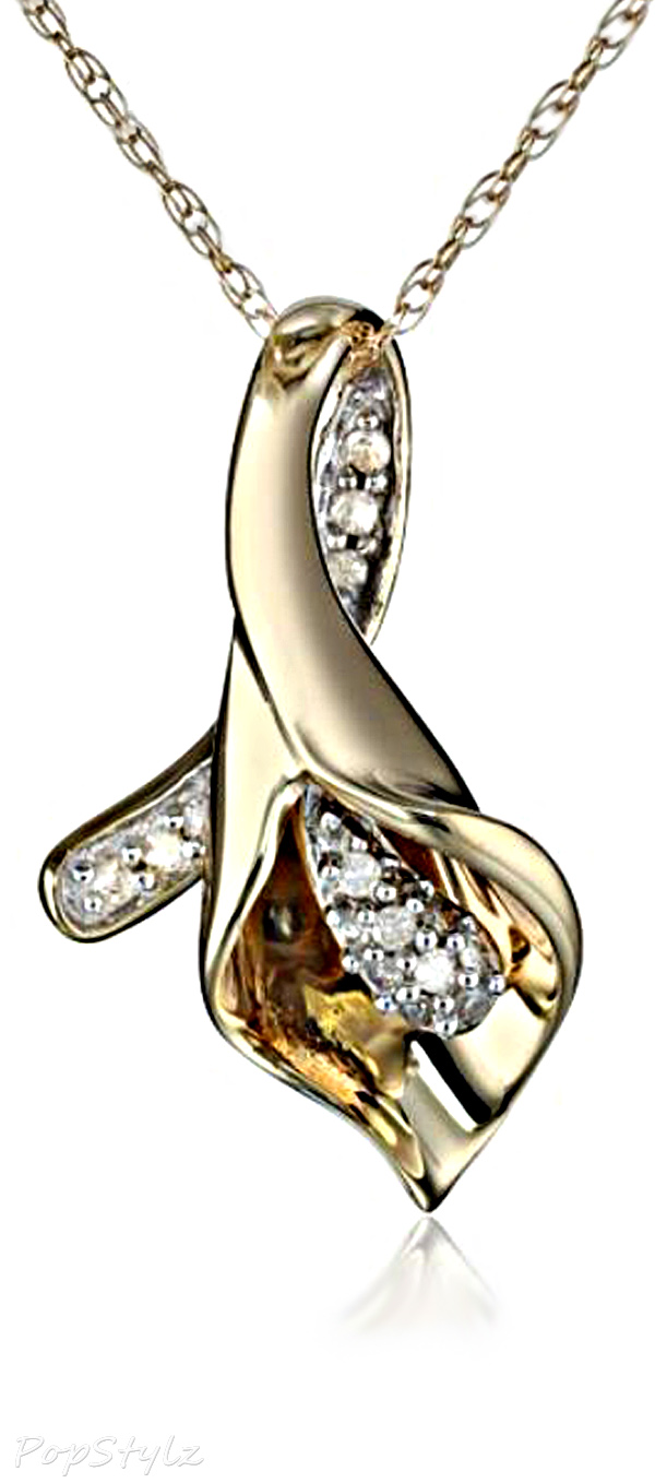 Gold Calla Lily Diamond Pendant Necklace