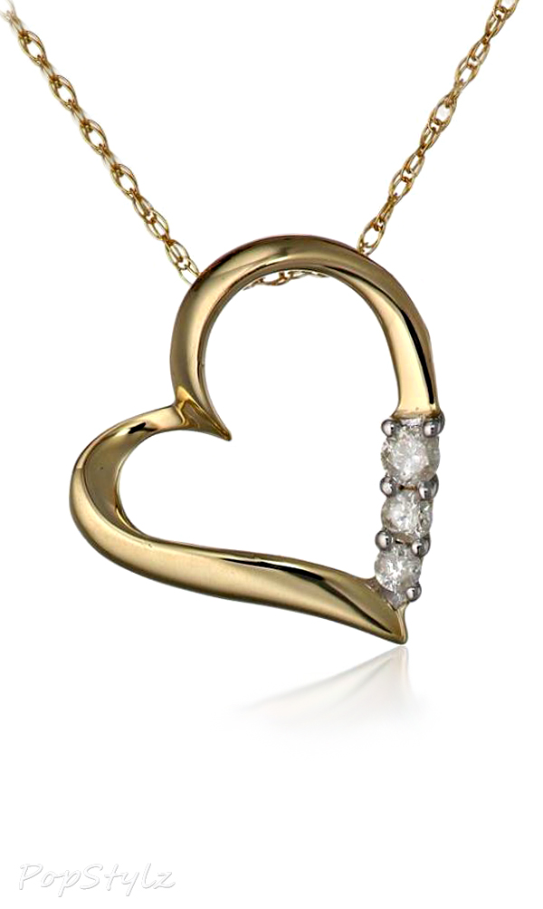 Gold & Diamond Pendant Heart Necklace