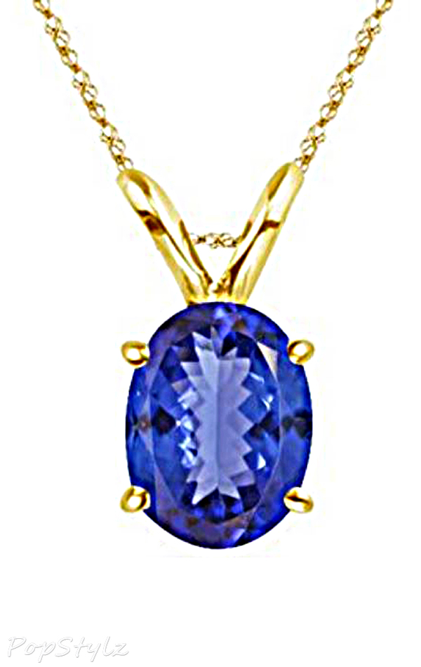 14K Gold Oval Tanzanite Solitaire Necklace
