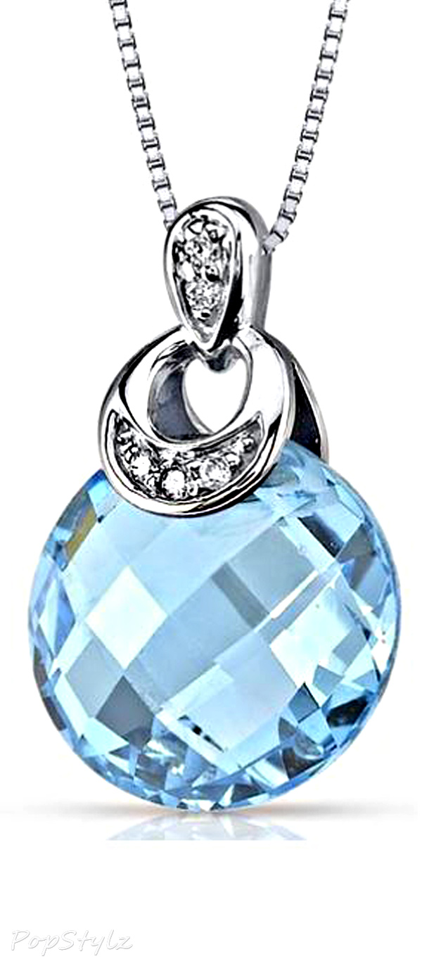 White Gold Swiss Blue Topaz Diamond Necklace