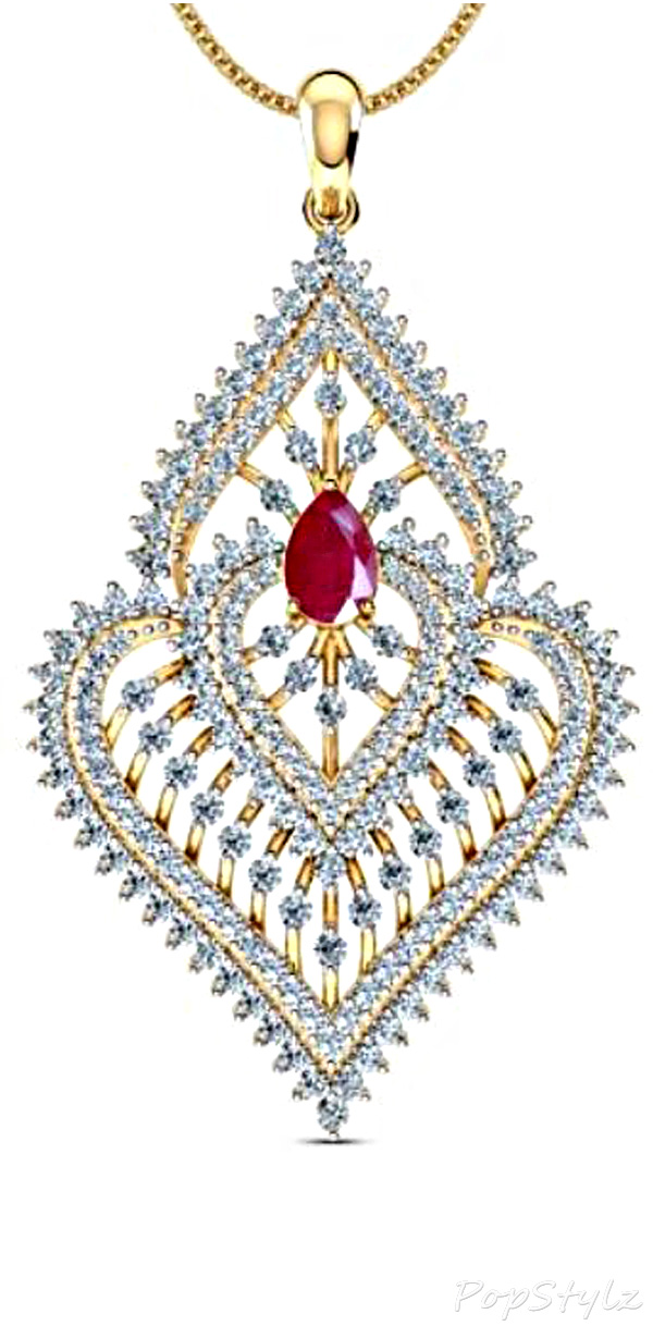 Gold & Diamond Komal Feather Pendant Necklace