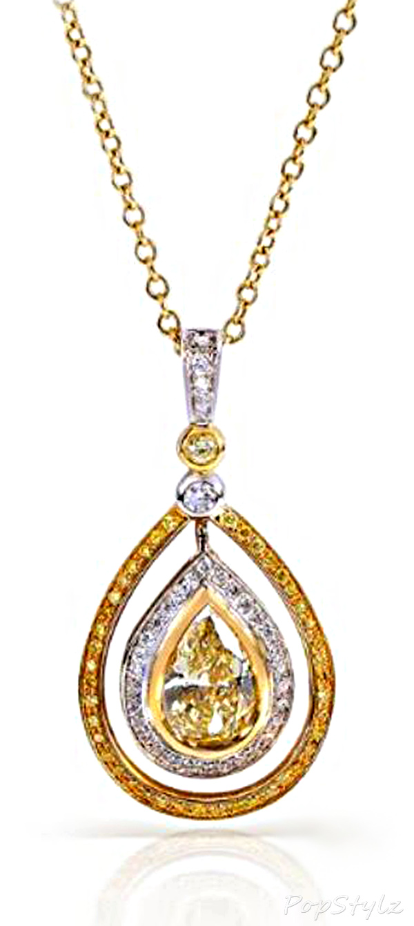 2 1/6 Carat Yellow Diamond in 18k Fancy Gold Necklace