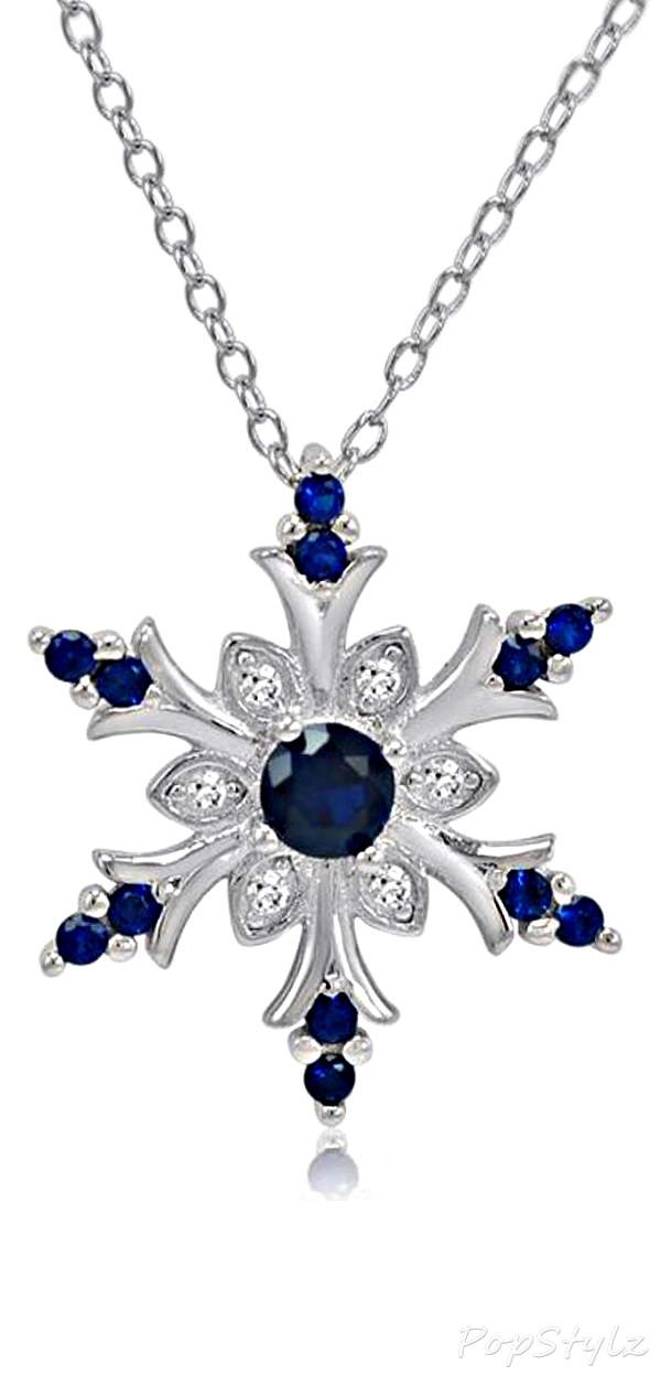 Sterling Silver Sapphire Snowflake Necklace