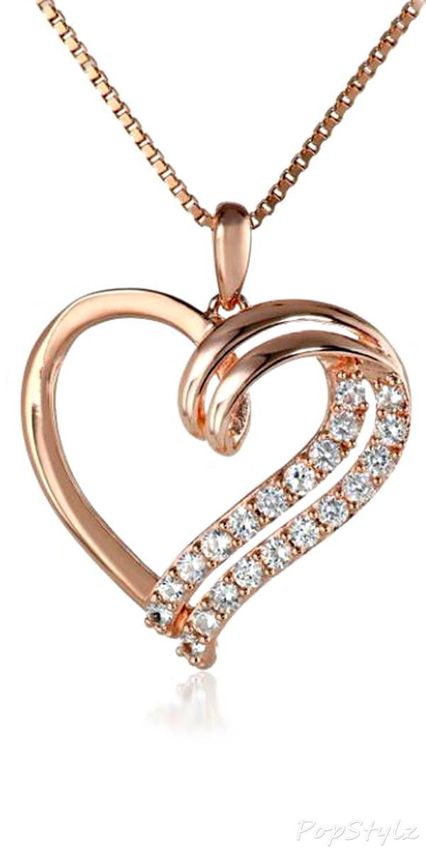 White Sapphire Heart Pendant Necklace