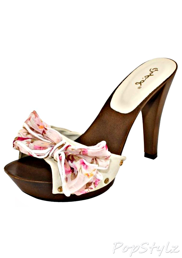 Qupid Lara57 Floral Bow Slip Sandal