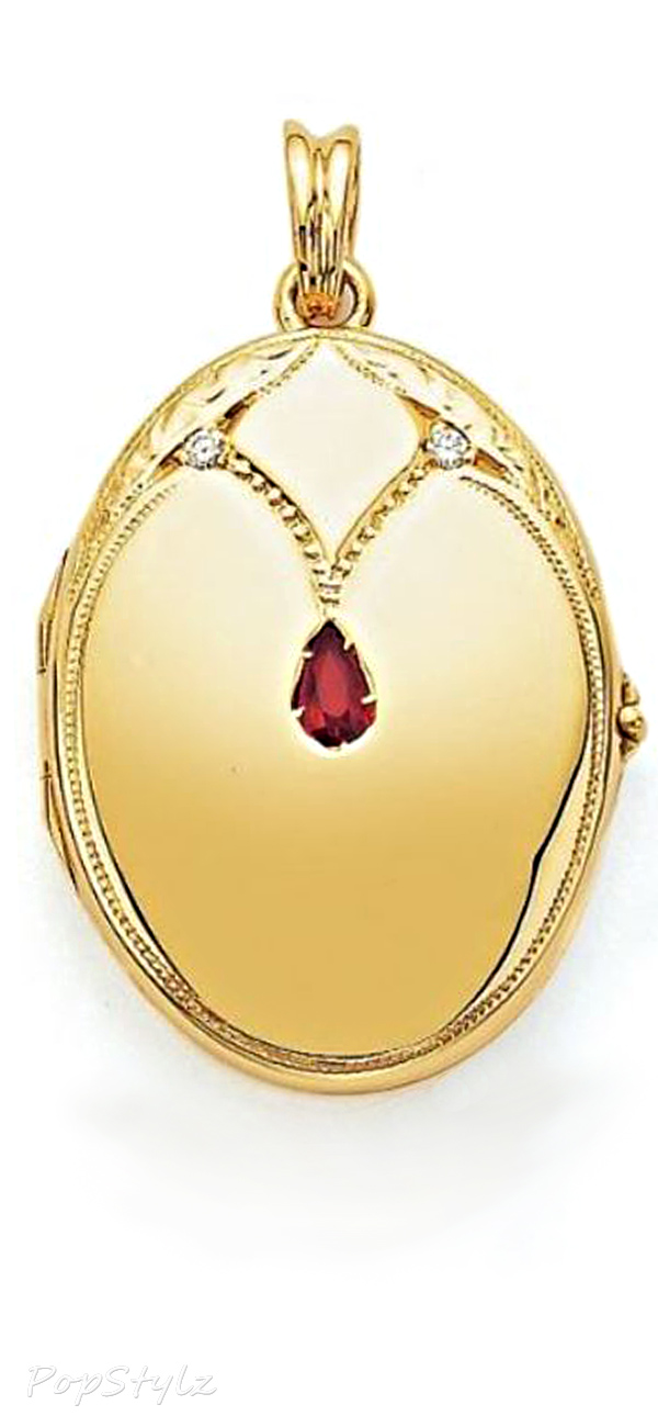 Victor Mayer Gold Diamond Locket with Ruby