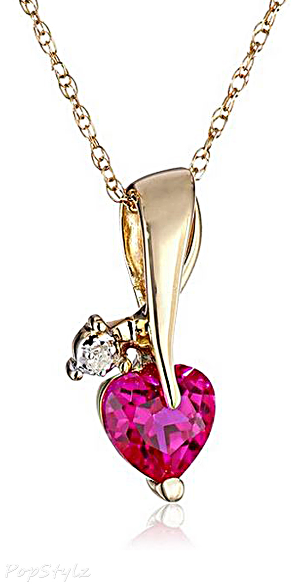 Gold Heart Gemstone Diamond Pendant Necklace
