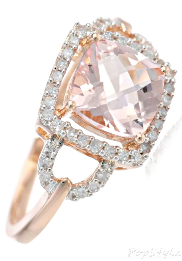 10k Rose Gold Morganite & Diamond Ring