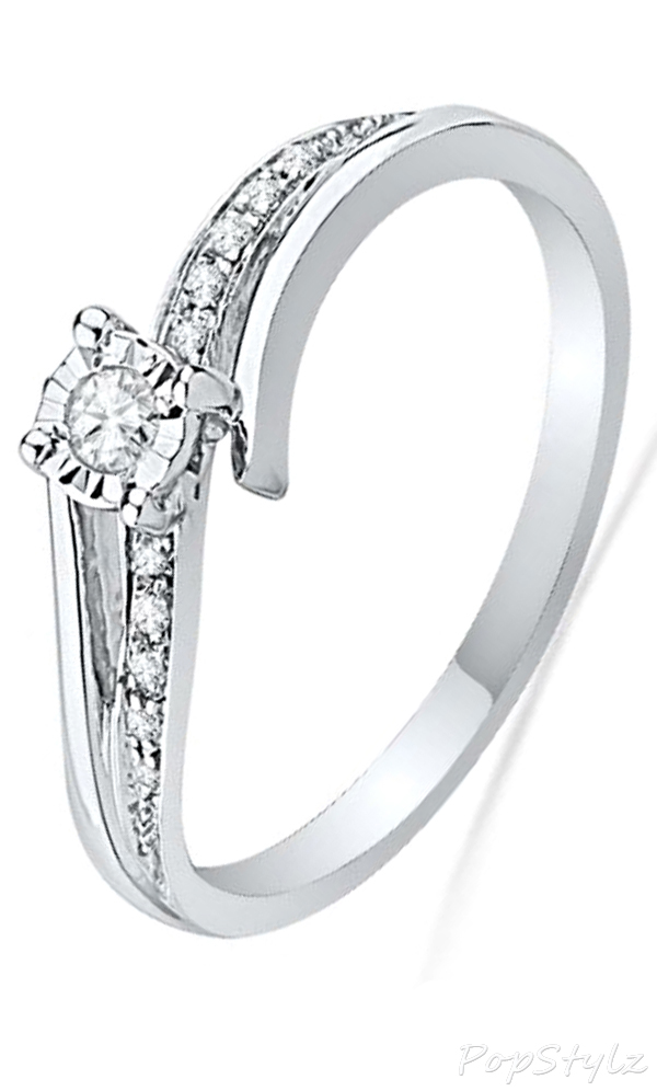 White Gold Diamond Bypass Promise Ring