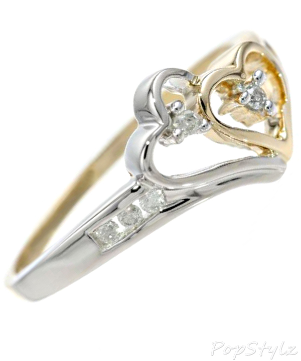 14k Two-Tone Diamond Heart Ring