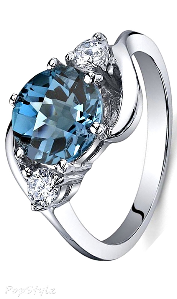 3 Stone London Blue Topaz Sterling Silver Ring