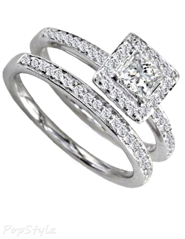 14k White Gold Diamond Ring Bridal Set